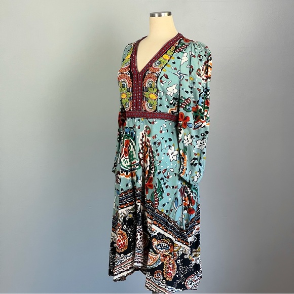 ANTHROPOLOGIE Akemi + Kin Karmina Sky Blue Beaded Dress with Pockets Size 2 - Picture 4 of 14